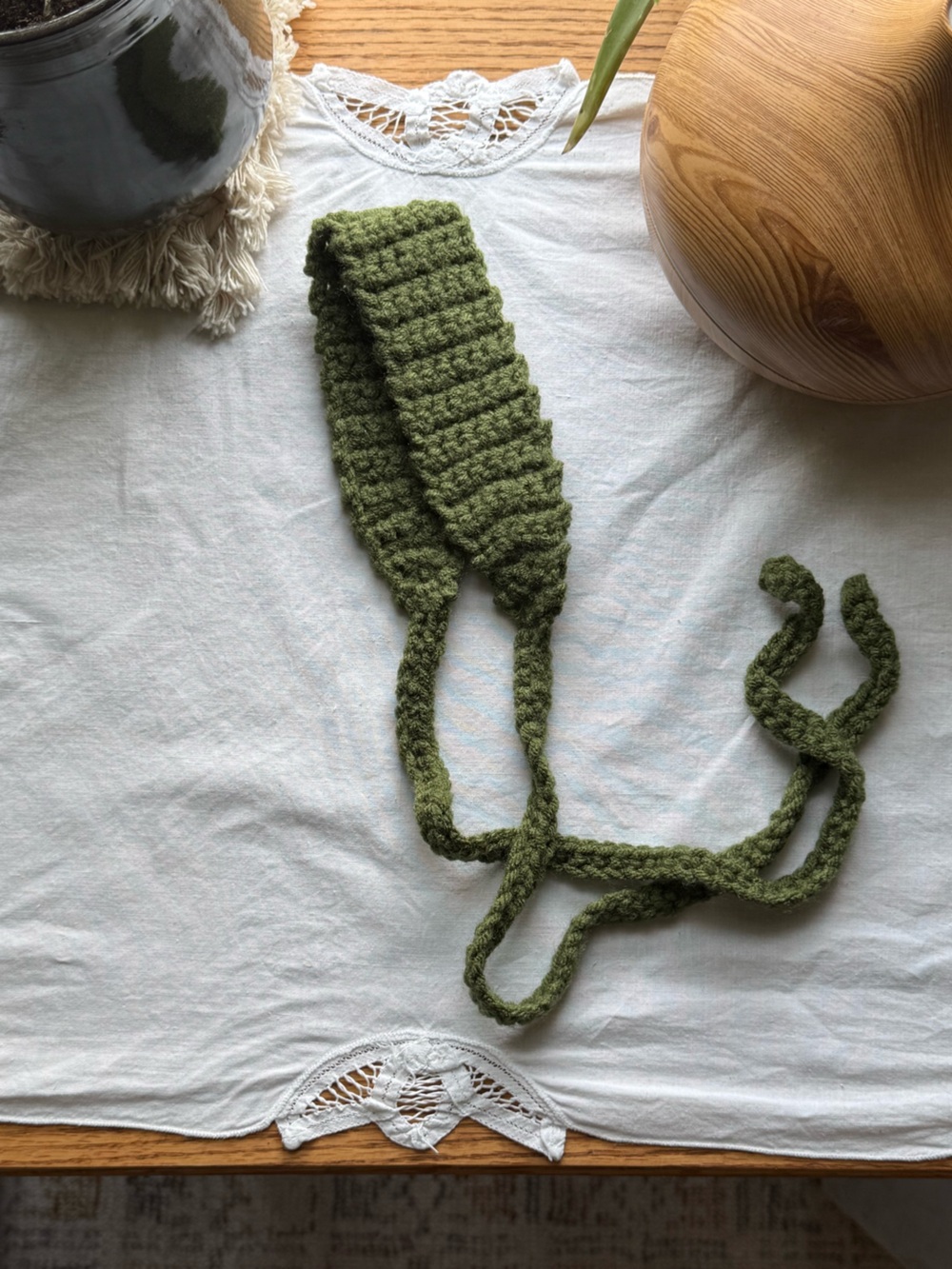 Handmade Olive Green Crochet Headband